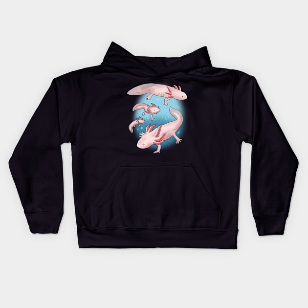 Axolotl Gift Kids Kawaii Axolotl Gifts Women Men Axolotl Kids Hoodie by PomegranatePower